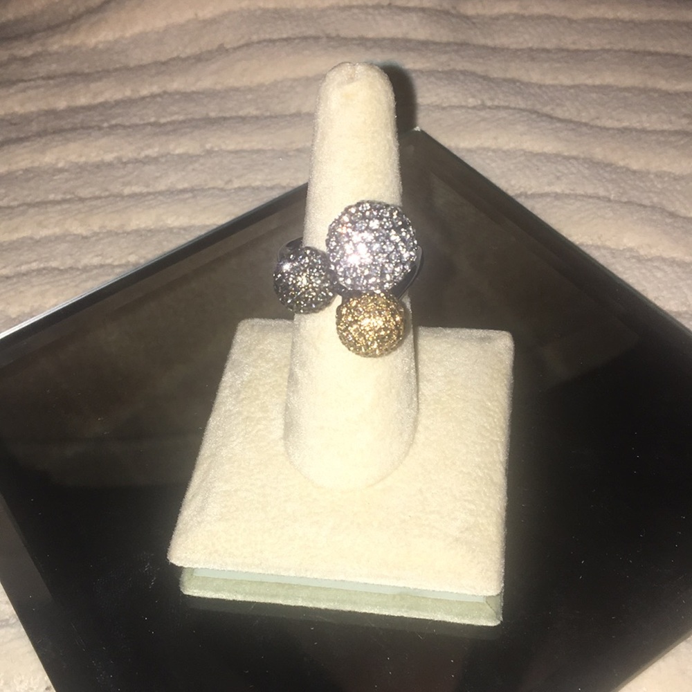 Stella & Dot blinged, stacked tricolor balls ring